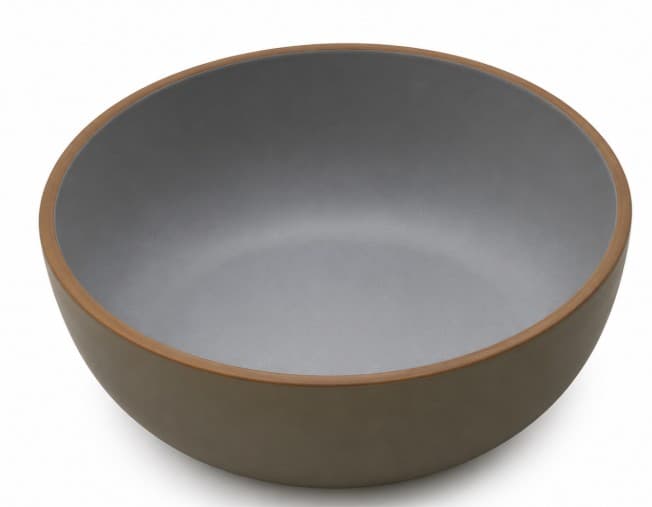 BOWL DE MELAMINA GRIS CLARO CON BORDE MARRON 5.5"