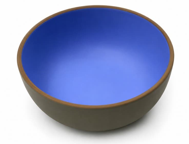 BOWL DE MELAMINA AZUL CON BORDE MARRON 5.5"