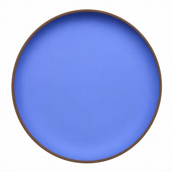 PLATO DE MELAMINA AZUL CON BORDE MARRON 10.5"