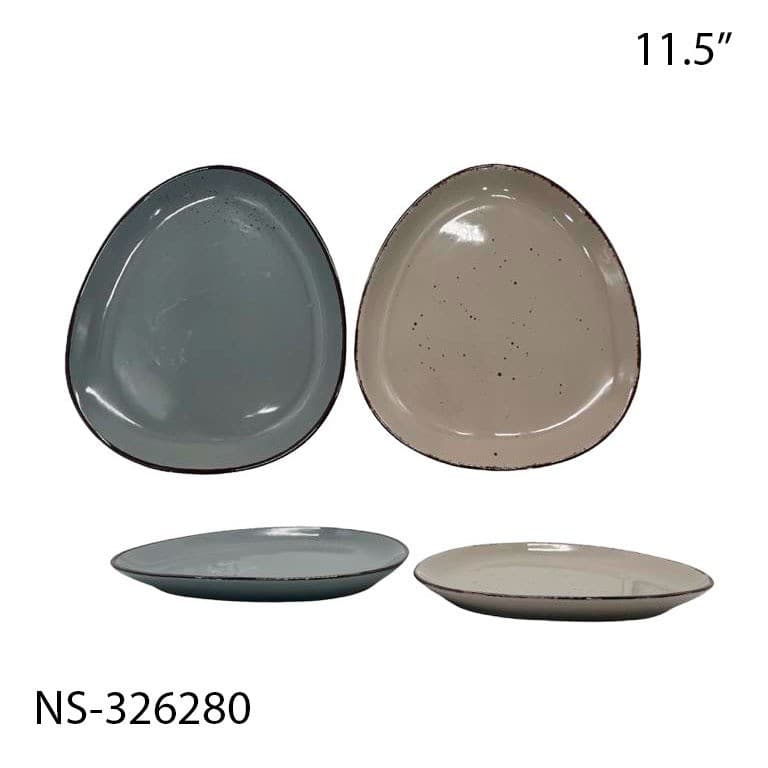 PLATO DE CERÁMICA TRIANGULAR BEIS  11.5"