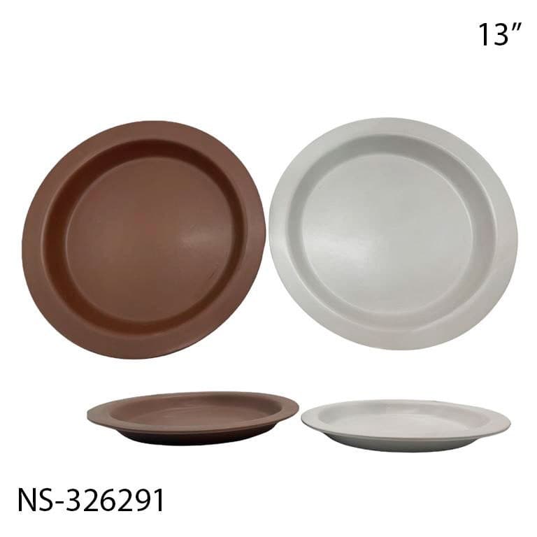 PLATO DE CERÁMICA REDONDO BLANCO 13"