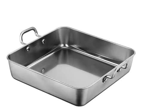 BANDEJA CUADRADA INOX CON ASAS 15X5CM