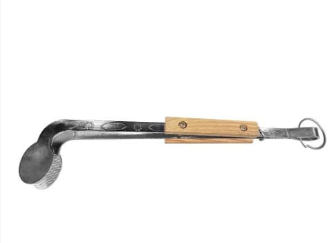 PINZA PARA CARBON DE ACERO INOXIDABLE CON MANGO DE MADERA 30CM 