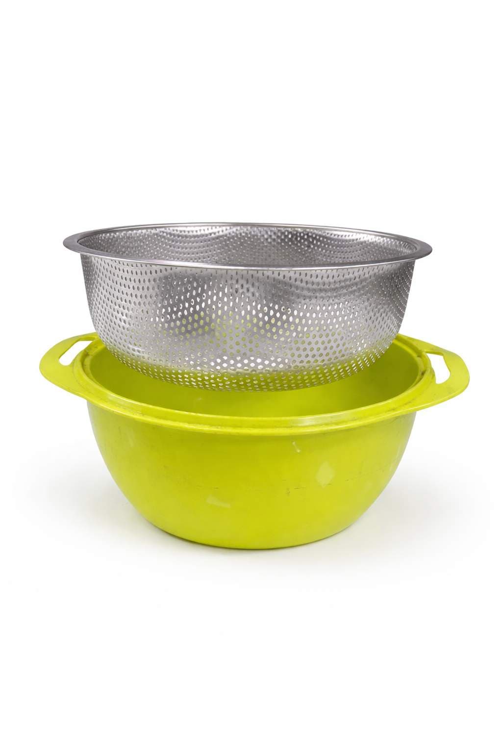BOWL COLADOR INOX CON BASE PLASTICA 22.5 CM