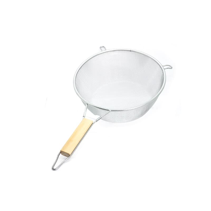 COLADOR INOX CON MANGO DE MADERA 21 CM