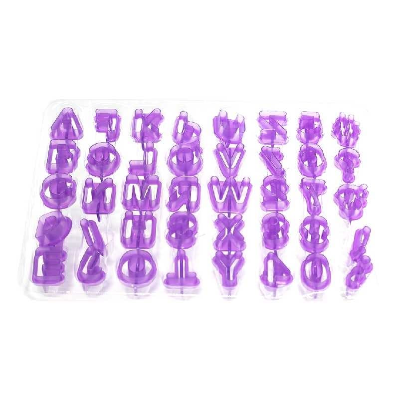 MOLDE DE LETRAS Y NUMEROS EN PLÀSTICO SET 40 PIEZAS