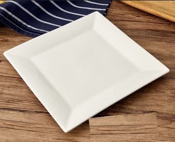 PLATO DE CERÁMICA CUADRADO BLANCO 12"