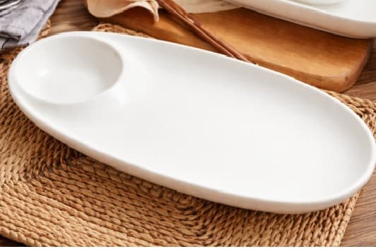 PLATO DE CERÁMICA RECTANGULAR  BLANCO 11" YL-S9