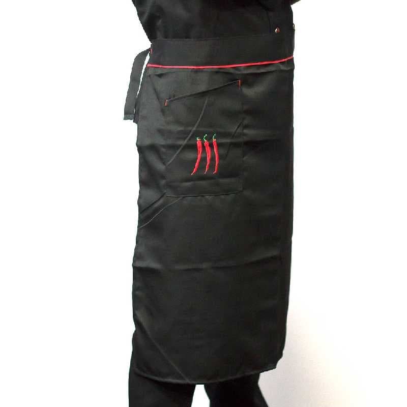 DELANTAL DE CINTURA NEGRO CON ROJO, AJIES