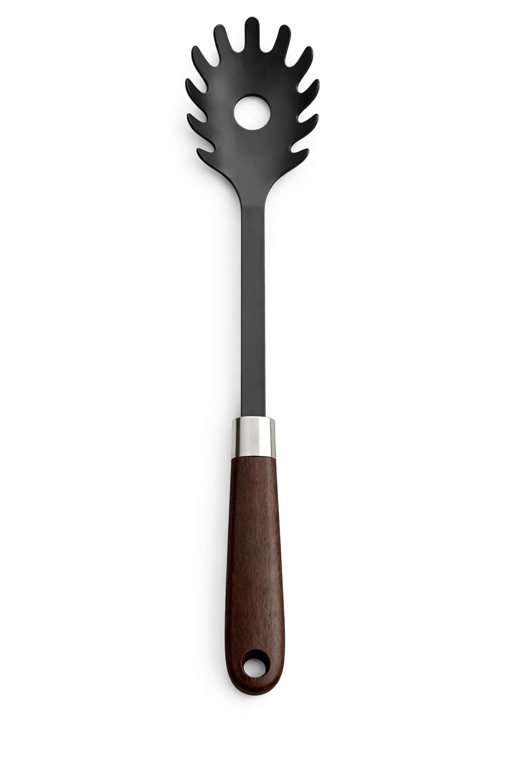 CUCHARON PARA PASTA COLOR GRIS CON MANGO PLASTICO