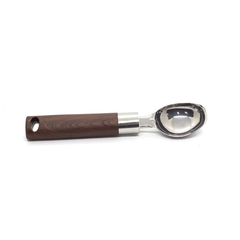 CUCHARA PARA HELADO INOX CON MANGO PLATICO DE MADERA
