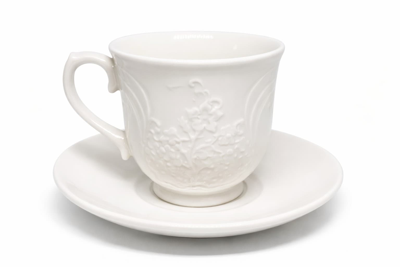 TAZA DE CERÁMICA CON PLATO BLANCO 120 ML SET 12 PZAS
