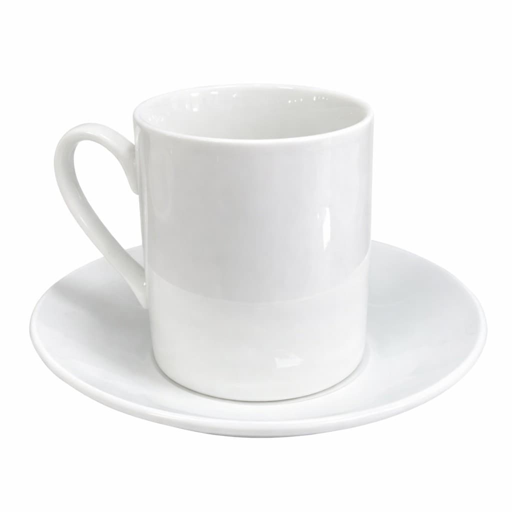 TAZA DE CERÁMICA CON PLATO BLANCO 120 ML SET 12 PZAS