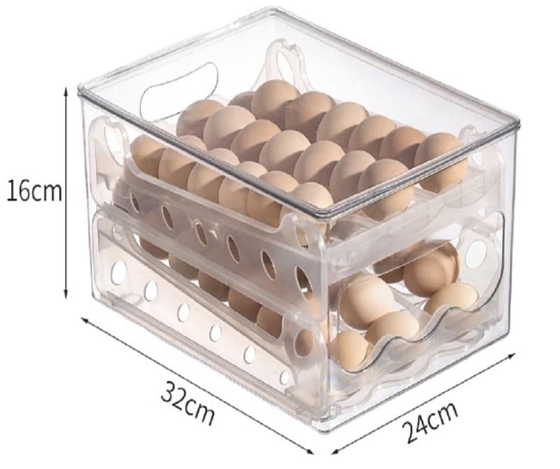 ENVASE DE POLICARBONATO PARA HUEVOS DE 32 UNIDADES 16X32X24CM