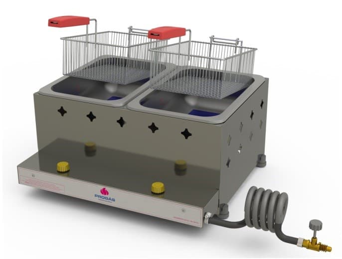 FREIDORA A GAS  DE ALTA PRESION 2 TANQUES 2 CESTAS 10 LITROS PROGAS