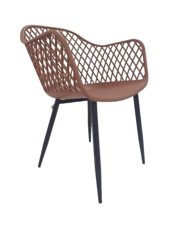 SILLA PP MARRON PATAS METAL NEGRA
