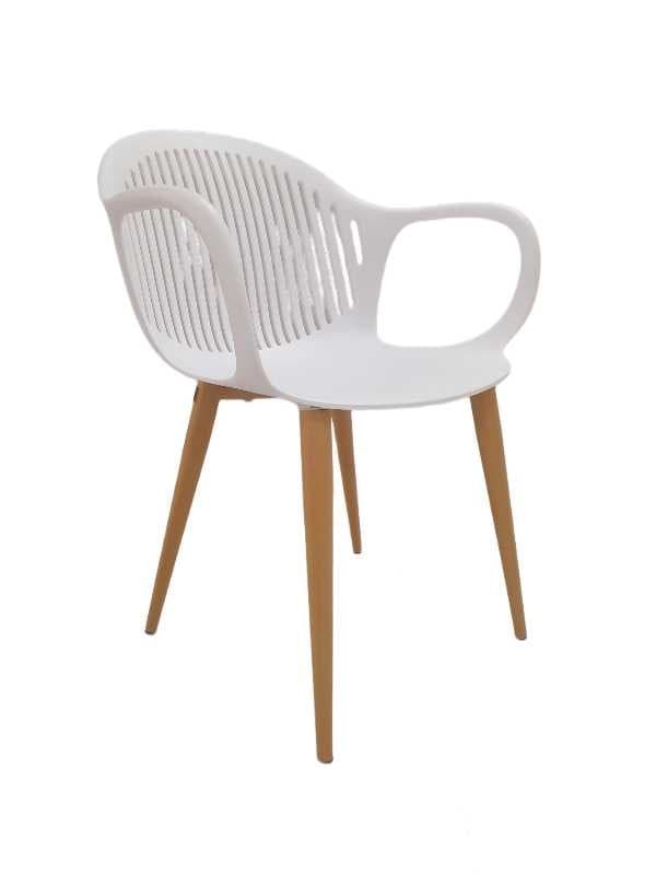SILLA PP BLANCA PATAS METAL MARRON