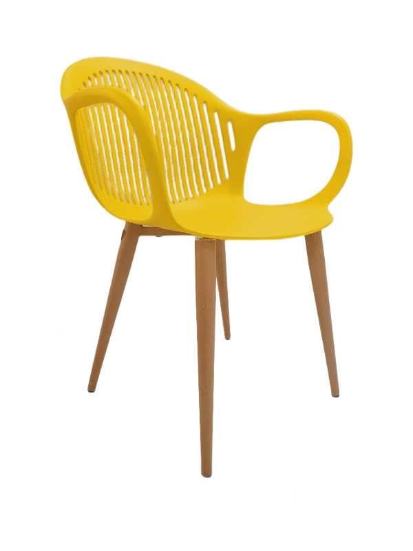 SILLA PP AMARILLA PATAS METAL MARRON