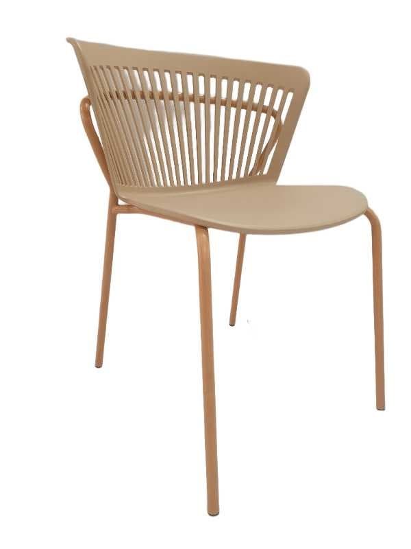 SILLA PP MARRON PATAS METAL MARRON