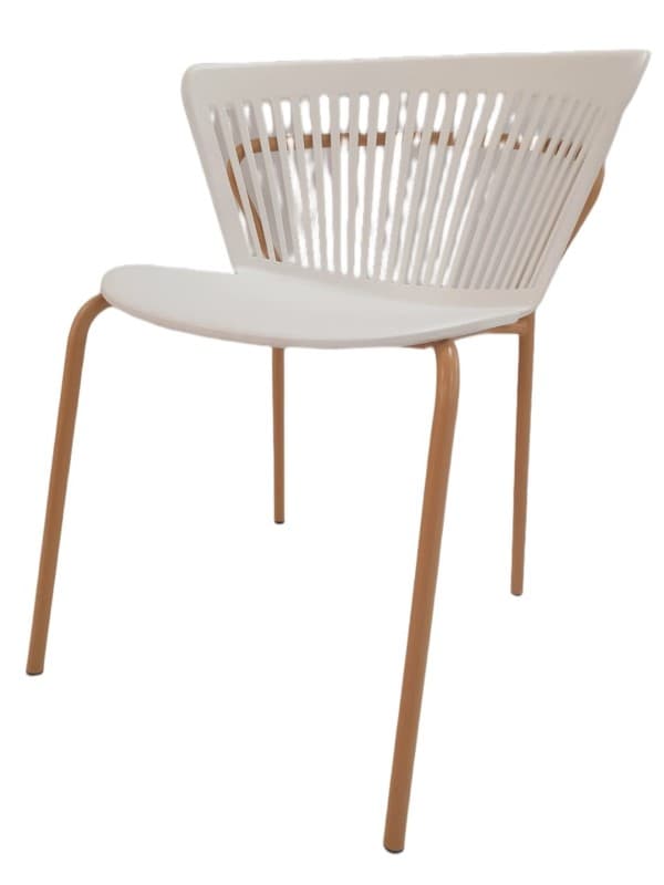 SILLA PP BLANCA PATAS METAL MARRON