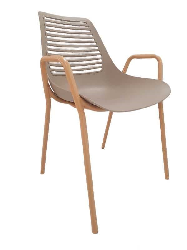 SILLA PP VERDE OLIVO PATAS METAL MARRON