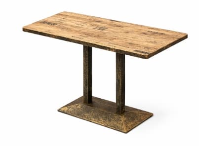 MESA RECTANGULAR 60x120x75CM SOBRE PLYWOOD MARRON CLARO / BASE BRONCE