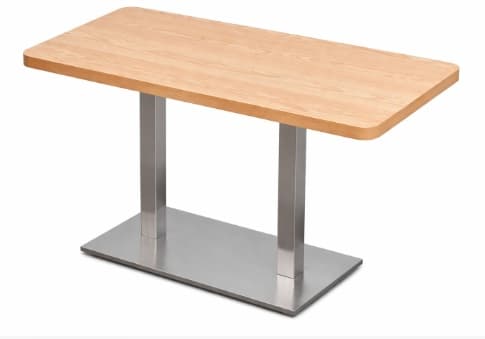 MESA RECTANGULAR 60x120x75CM SOBRE PLYWOOD CREMA / BASE INOX