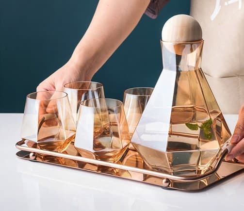 JARRA DE VIDRIO AMBAR 1.8LT + 6 VASOS 320ML