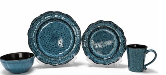 PLATO DE CERÁMICA REDONDO AZUL/MARRON 8.5"