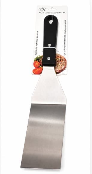 ESPATULA INOX ANGULAR CON MANGO  PLÁSTICO 33X7CM