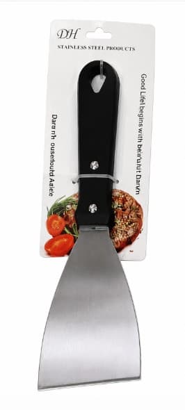 ESPATULA INOX CON MANGO  PLÁSTICO NEGRO 23.5X7 CM