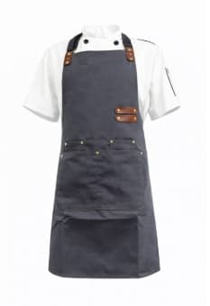 DELANTAL COMPLETO GRIS CON BOLSILLOS