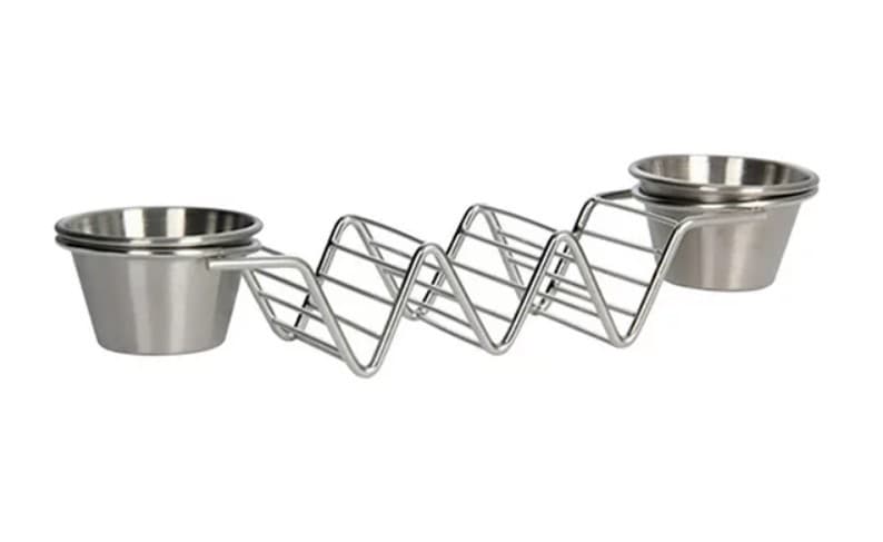 PORTA TACOS CON RAMEKIN INOX 27.3X6.5X4.5CM