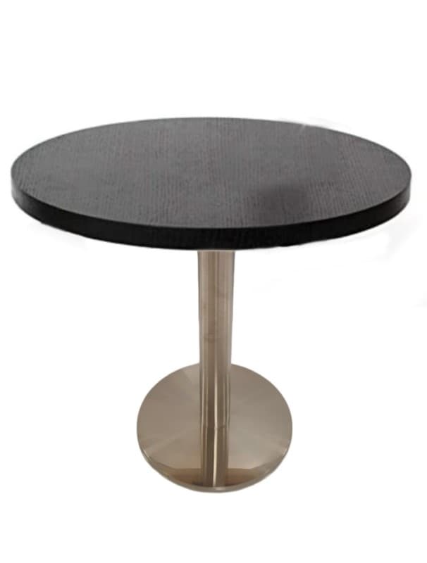 MESA REDONDA 60x60x75CM SOBRE MELAMINA NEGRA / BASE INOX
