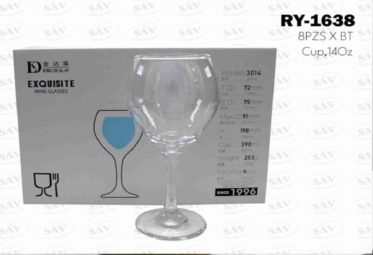 COPA DE VINO 414 Ml / 14 Oz SET 6 PZAS