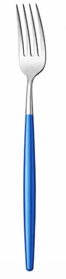 TENEDOR MESA PLATEADO / MANGO AZUL 20.7CM