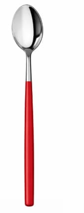 CUCHARA POSTRE PLATEADO / MANGO ROJO 12.9CM
