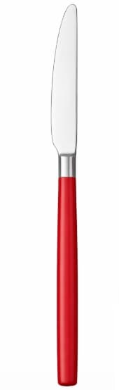 CUCHILLO MESA PLATEADO / MANGO ROJO 22CM
