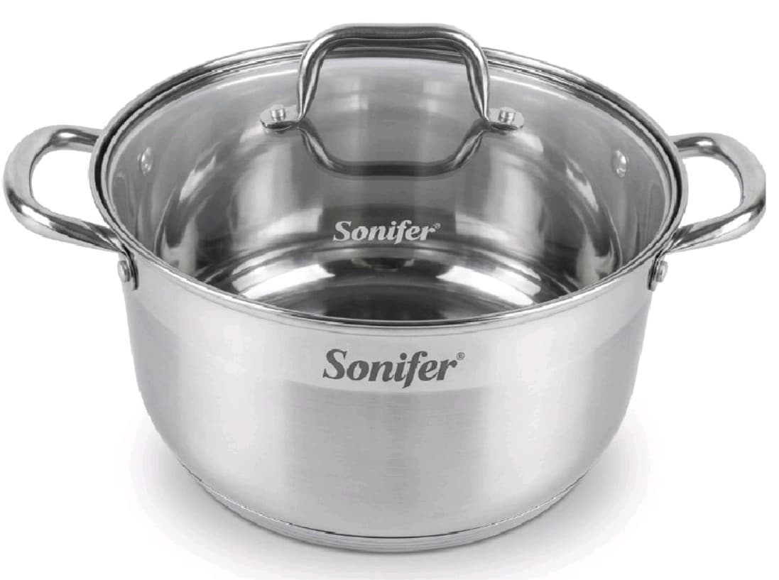 OLLA DE INDUCCIÓN INOX CON TAPA DE VIDRIO 24 CM SONIFER