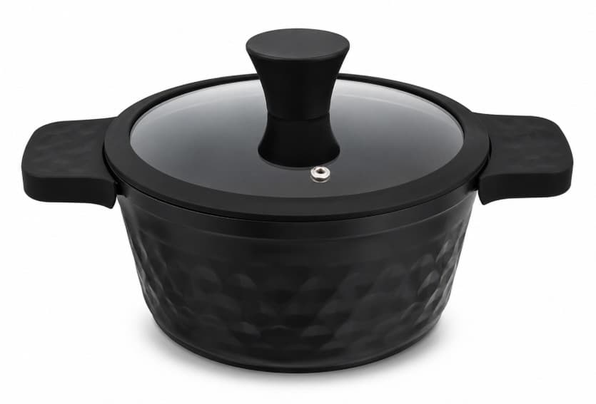 OLLA DE INDUCCIÓN NEGRA CON TAPA DE VIDRIO 26 CM SONIFER
