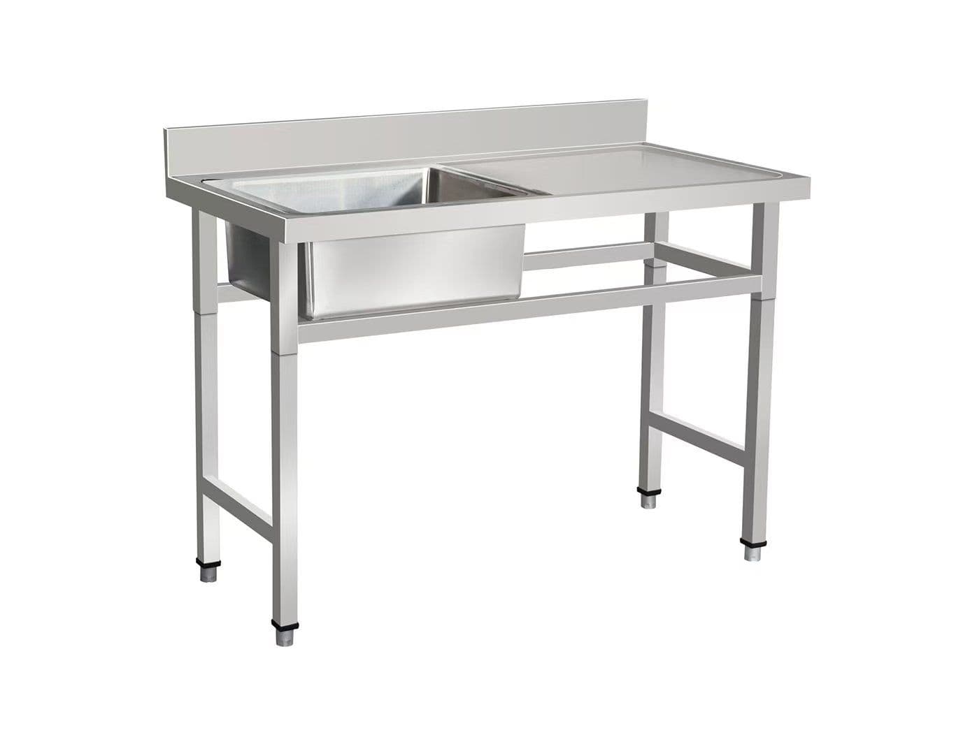 Fregador 1 tina izquierda mesa derecha 120*70*90+10 cm / Patas cuadradas