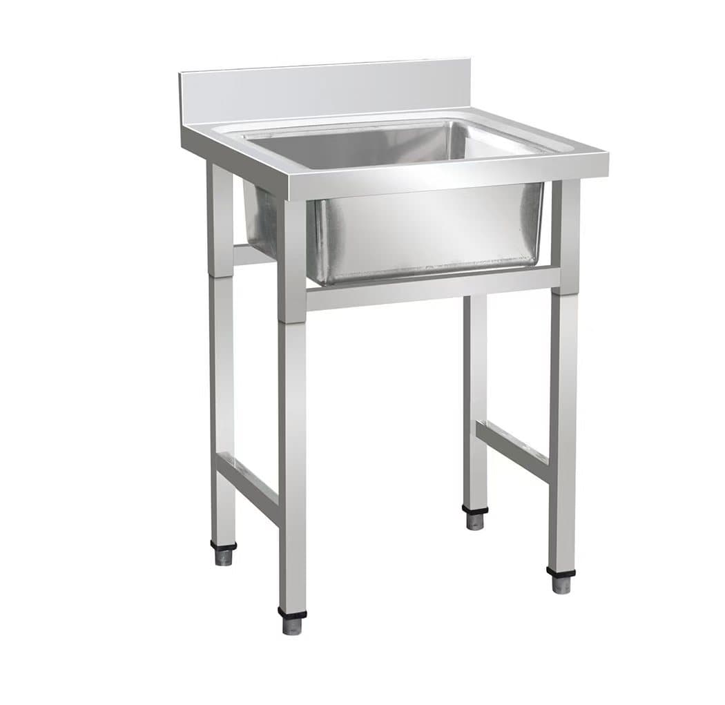 Fregador 1 tina 60x60x90+10cm / Patas cuadradas