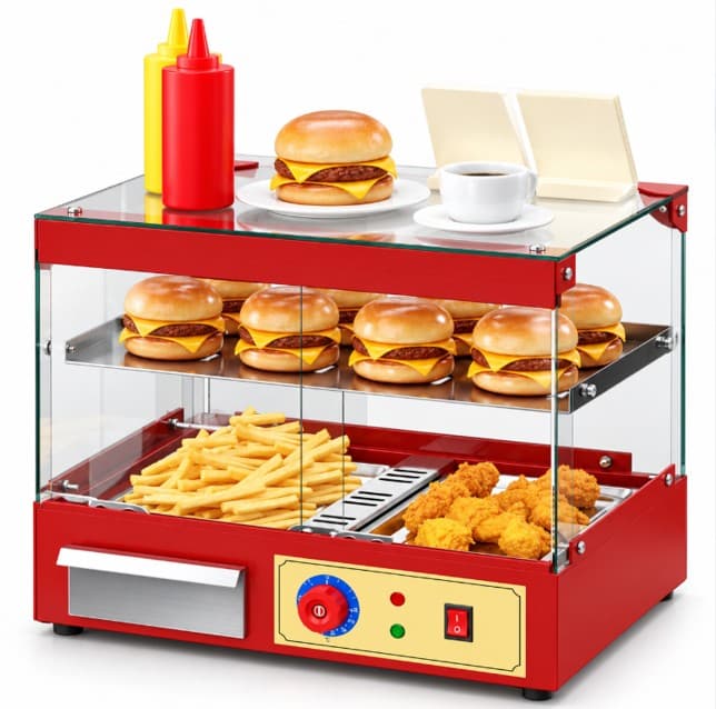 VITRINA CALENTADORA  ROJA 48x35x43 cm 110v/60hz