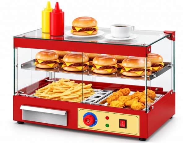 VITRINA CALENTADORA  ROJA 72x35x43 cm 110v/60hz