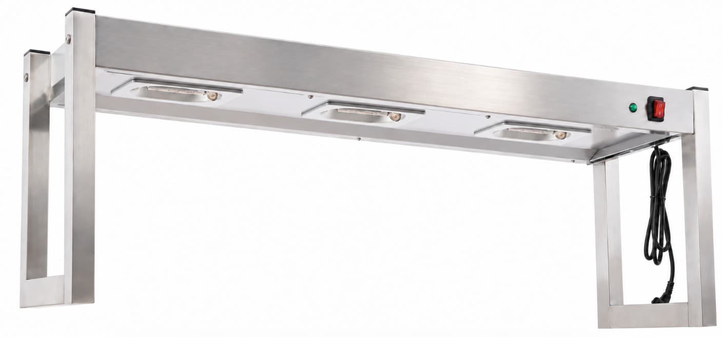 REPISA CON LAMPARA CALENTADORA DE ALIMENTOS DE 3 BOMBILLAS DE 900W 110V/60HZ