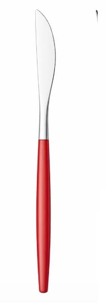 CUCHILLO MESA PLATEADO / MANGO ROJO 22CM