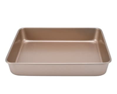 BANDEJA DE ALUMINIO RECTANGULAR COBRE 32X27X6 CM 780g