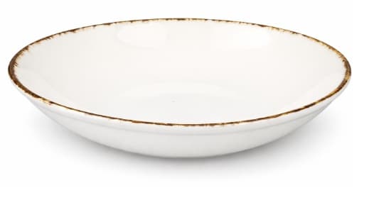 PLATO DE CERÁMICA OVALADO BLANCO CON BORDE MARRON 10"