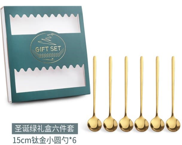 CUCHARA POSTRE DORADO SET 6 PCS 17CM