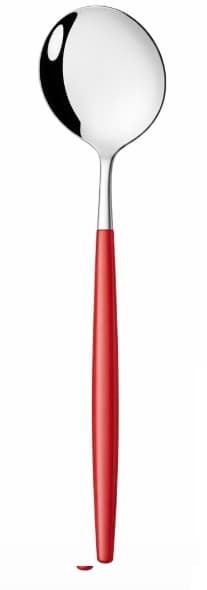 CUCHARA MESA PLATEADO / MANGO ROJO 21.5CM